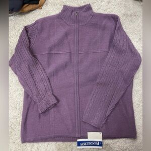 Women's Pendleton Purple Sweater Zip Up 100% Wool NWT Size 1X Deadstock